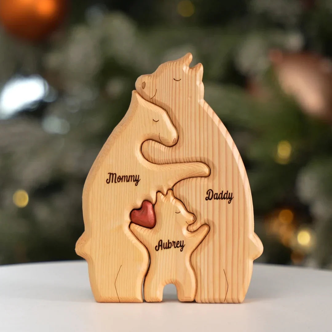 Personalized family wooden bear puzzle 