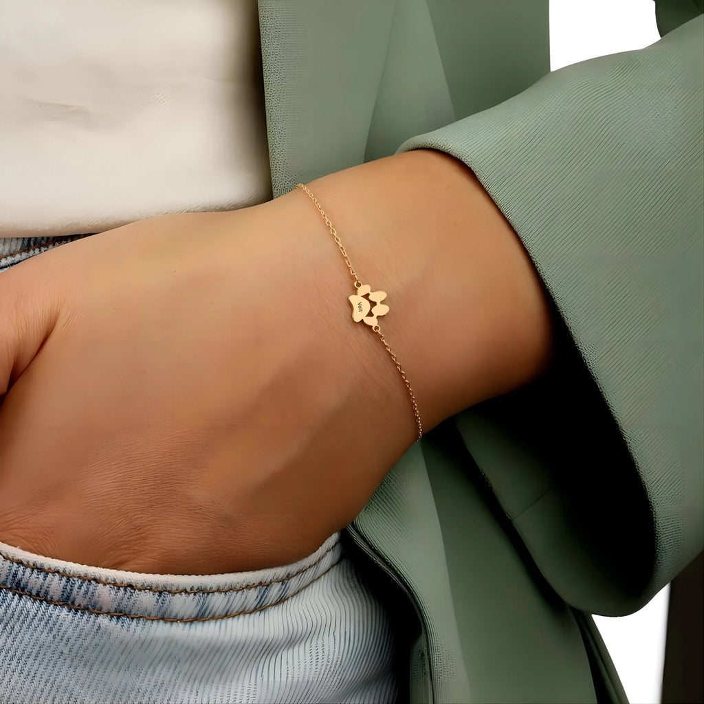 Bracciale con zampa personalizzato in acciaio inossidabile unisex modello Tinou — foto 5